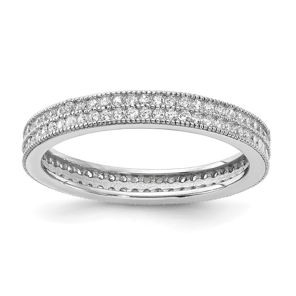 Cheryl M Sterling Silver Eternity Ring 2 Rows CZs