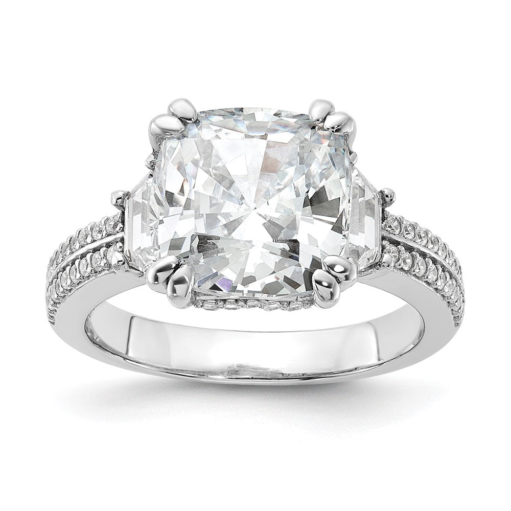 High-Quality Cheryl M Sterling Silver Rhodium-Plated CZ Ring - Stylish Design