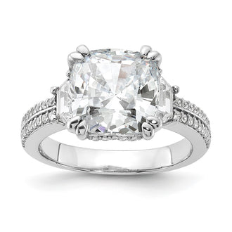 Buy Exclusive Cheryl M Sterling Silver Rhodium-Plated Cushion-Cut CZ Ring