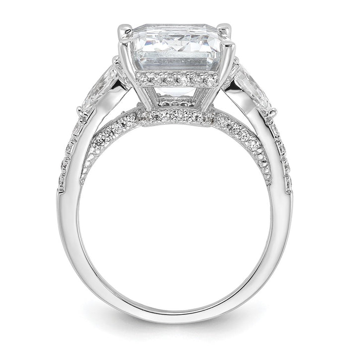 Shop Exclusive Cheryl M Sterling Silver Emerald-Cut CZ Fancy Ring - Stylish Value!-2