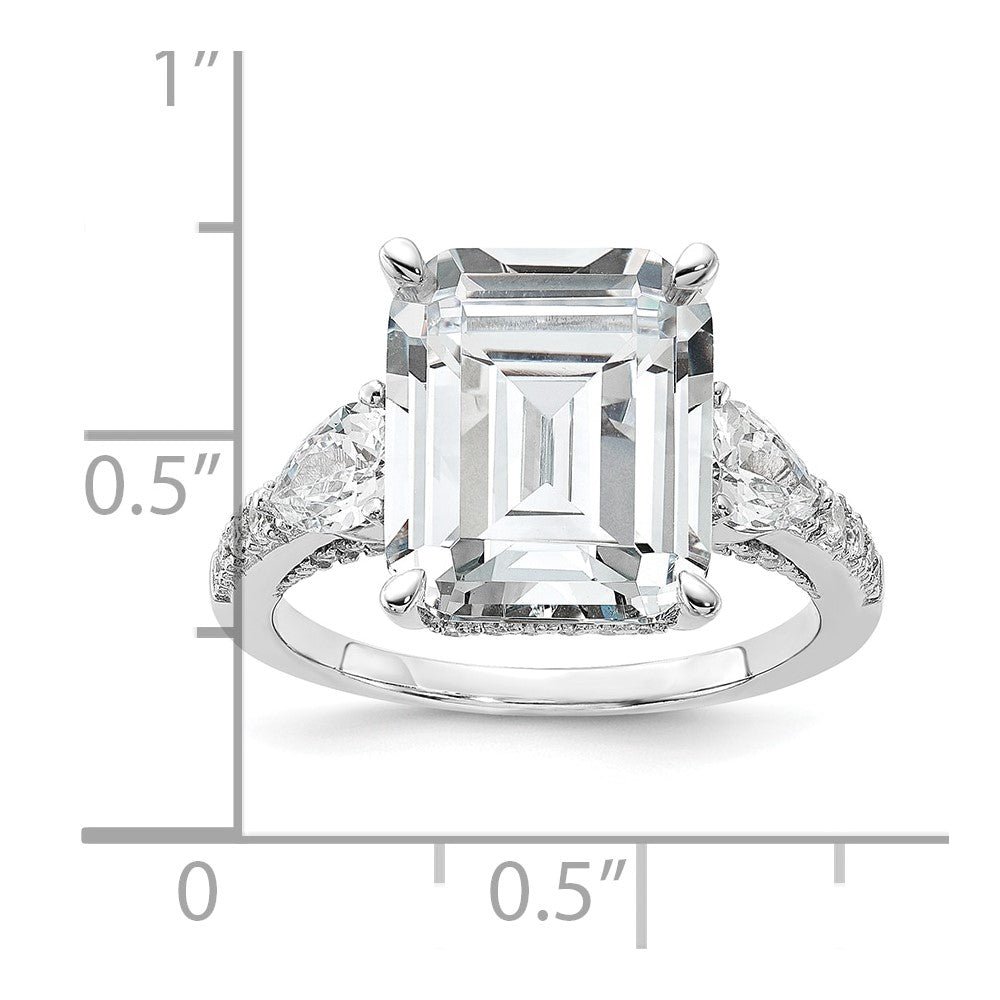 Shop Stylish Emerald-Cut CZ Ring in Rhodium-Plated Sterling Silver