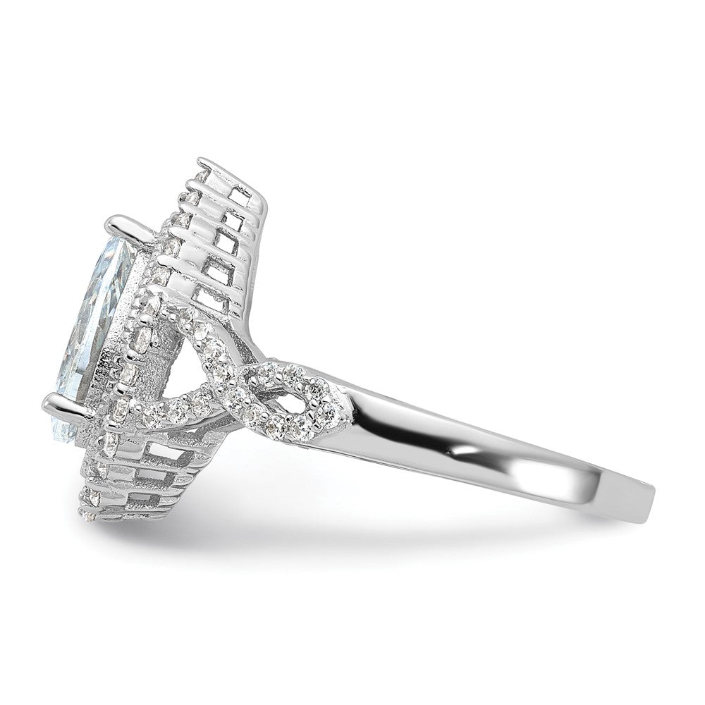 Shop Stylish Rhodium-Plated Sterling Silver Teardrop CZ Ring | 14K Gold Finish