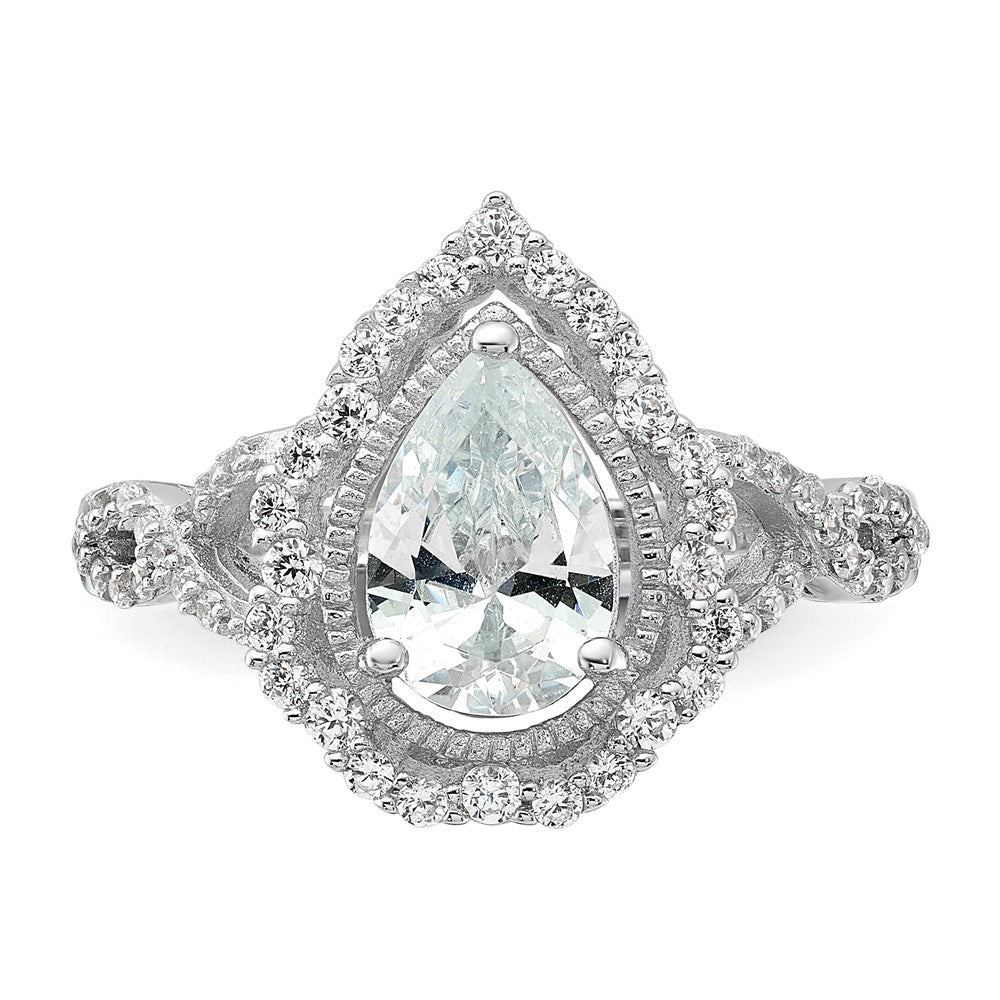 Shop Stylish Rhodium-Plated Sterling Silver Teardrop CZ Ring | 14K Gold Value