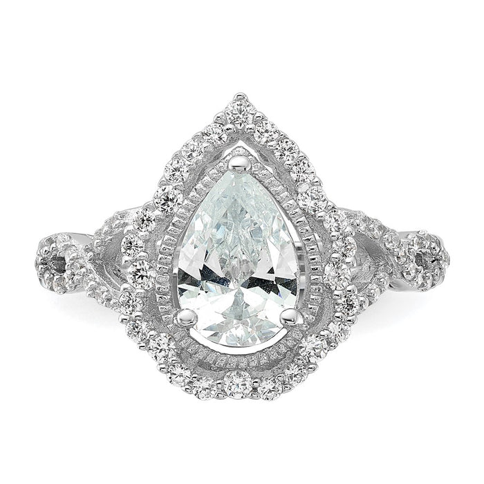 Shop Stylish Rhodium-Plated Sterling Silver Teardrop CZ Ring | 14K Gold Value-4