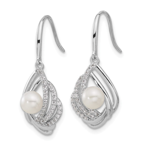 Cheryl M Sterling Silver Teardrop Earrings with Pearls & CZs