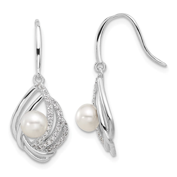 Cheryl M Sterling Silver Teardrop Earrings with Pearls & CZs