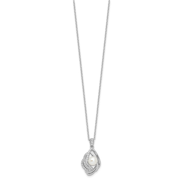 18" Sterling Silver Teardrop Necklace with Freshwater Pearls