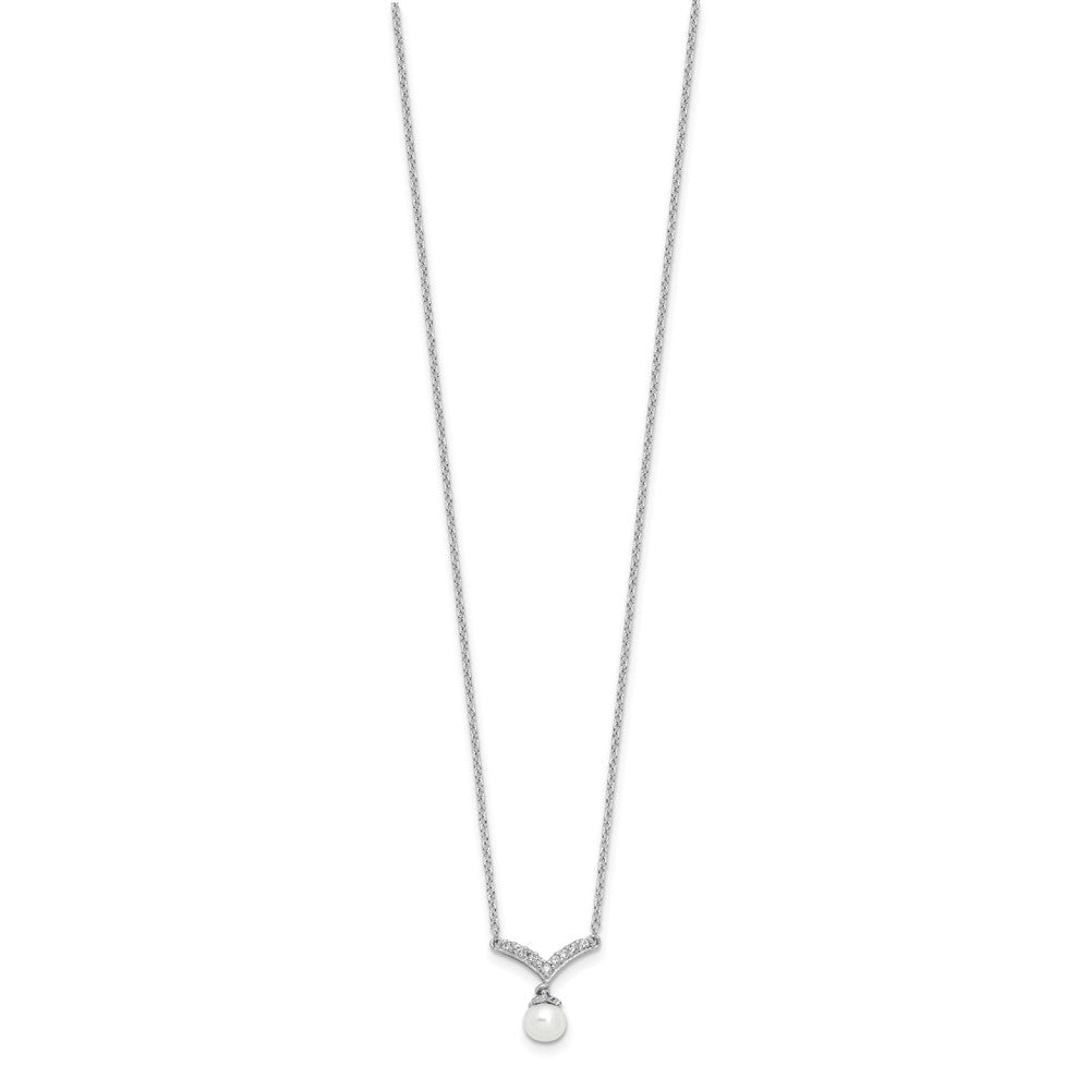 Buy Exclusive 18-Inch Cheryl M Sterling Silver Necklace with Pearl & CZ Accents