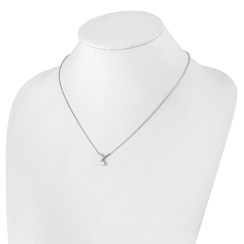 Buy Exclusive 18-Inch Cheryl M Sterling Silver Necklace with Pearl & CZ Accents