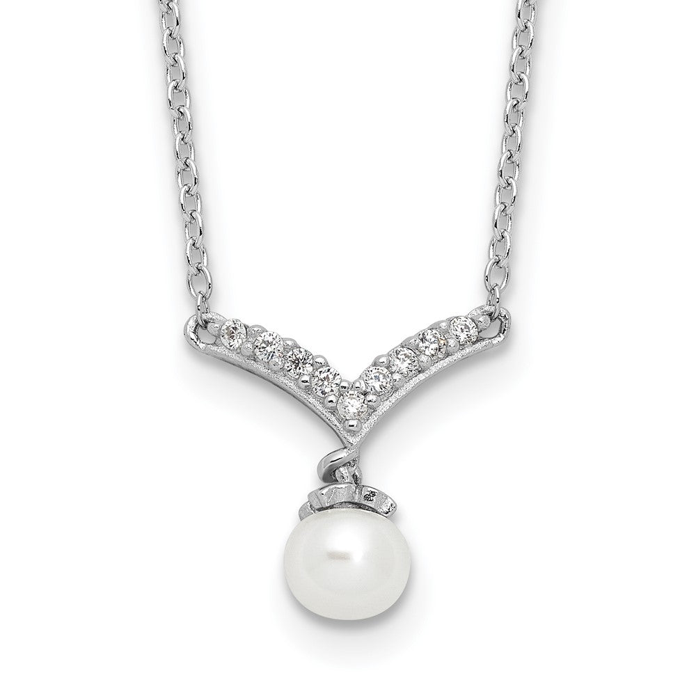 Buy Exclusive 18-Inch Cheryl M Sterling Silver Necklace with Pearl & CZ Accents
