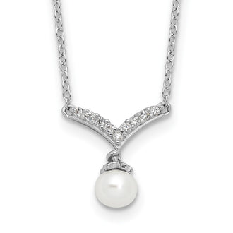 Buy Exclusive 18-Inch Cheryl M Sterling Silver Necklace with Pearl & CZ Accents