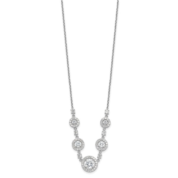 Cheryl M Sterling Silver Rhodium-Plated 18-Inch Necklace - CZ Halo