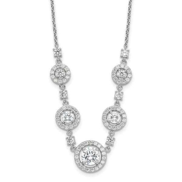 Cheryl M Sterling Silver Rhodium-Plated 18-Inch Necklace - CZ Halo