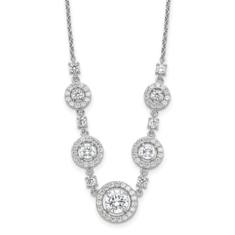 Buy Stylish Cheryl M Sterling Silver Rhodium-Plated 18-Inch Necklace | CZ Halo Design