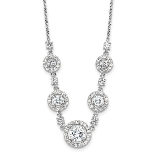 Buy Stylish Cheryl M Sterling Silver Rhodium-Plated 18-Inch Necklace | CZ Halo Design