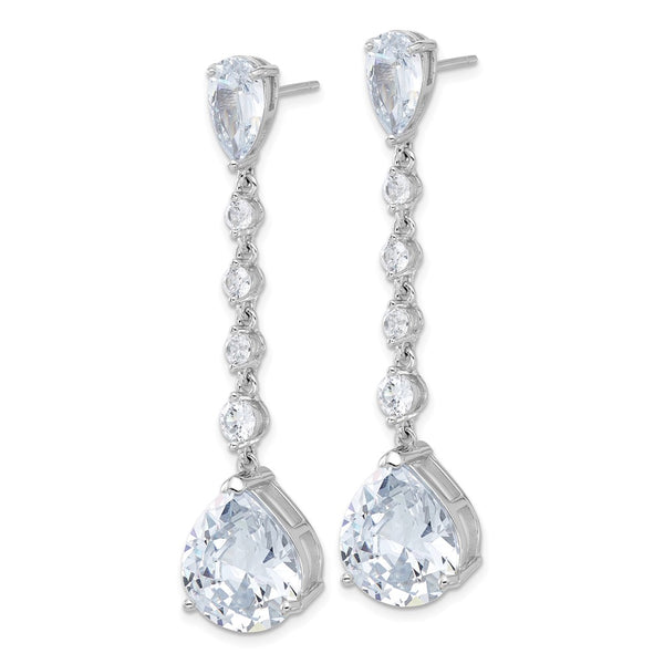 Rhodium-Plated Sterling Silver Teardrop Earrings, 14K Gold Accents