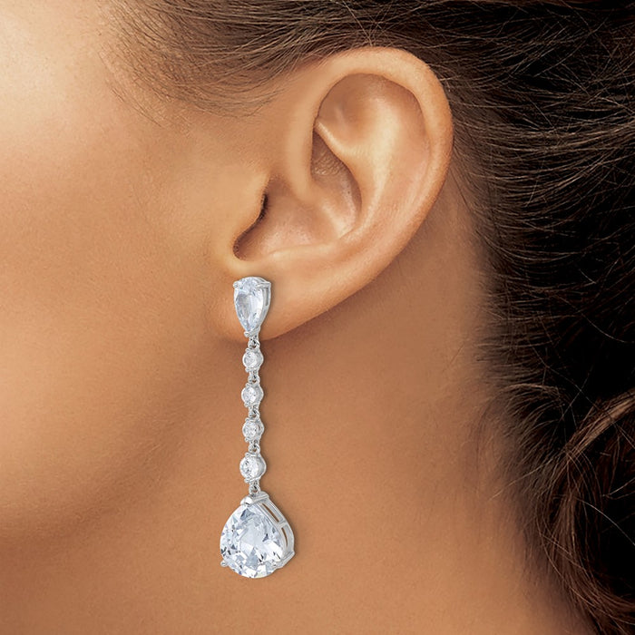 Buy Exclusive Rhodium-Plated Sterling Silver Teardrop Earrings, 14K Gold Accents-3