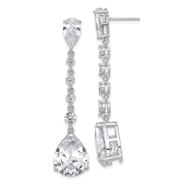 Rhodium-Plated Sterling Silver Teardrop Earrings, 14K Gold Accents