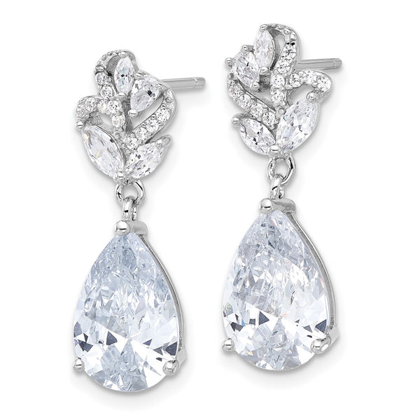Cheryl M Sterling Silver Rhodium-Plated CZ Dangle Earrings, 2"