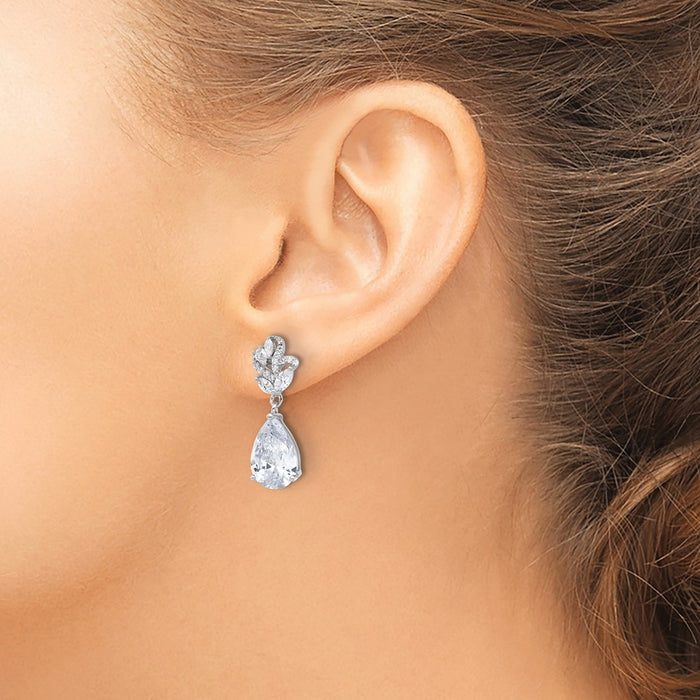 Buy Exclusive Cheryl M Sterling Silver Rhodium-Plated CZ Dangle Earrings, 2"-3