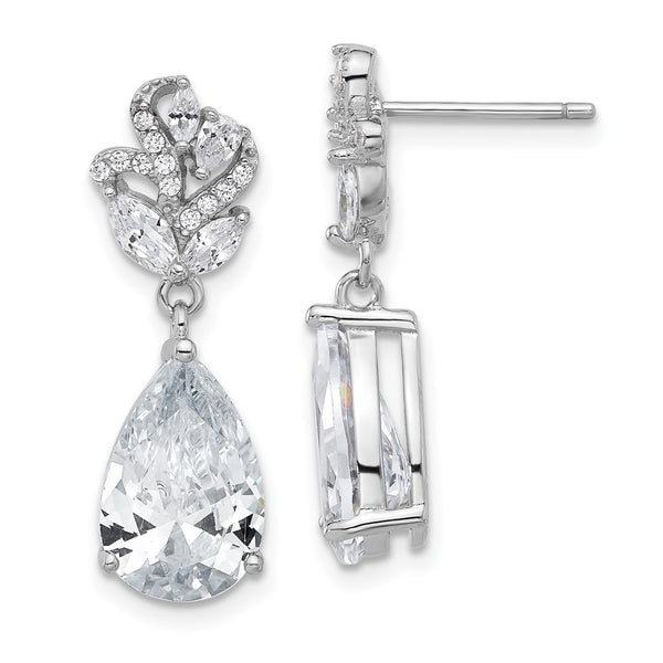 Cheryl M Sterling Silver Rhodium-Plated CZ Dangle Earrings, 2"