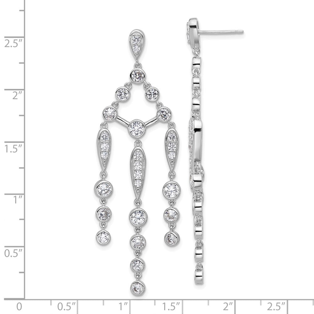 High-Quality Cheryl M Sterling Silver Rhodium-Plated CZ Chandelier Earrings