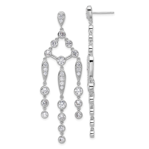 Cheryl M Sterling Silver Rhodium-Plated CZ Chandelier Earrings