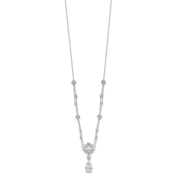 Cheryl M Sterling Silver Teardrop Necklace - 18" CZ