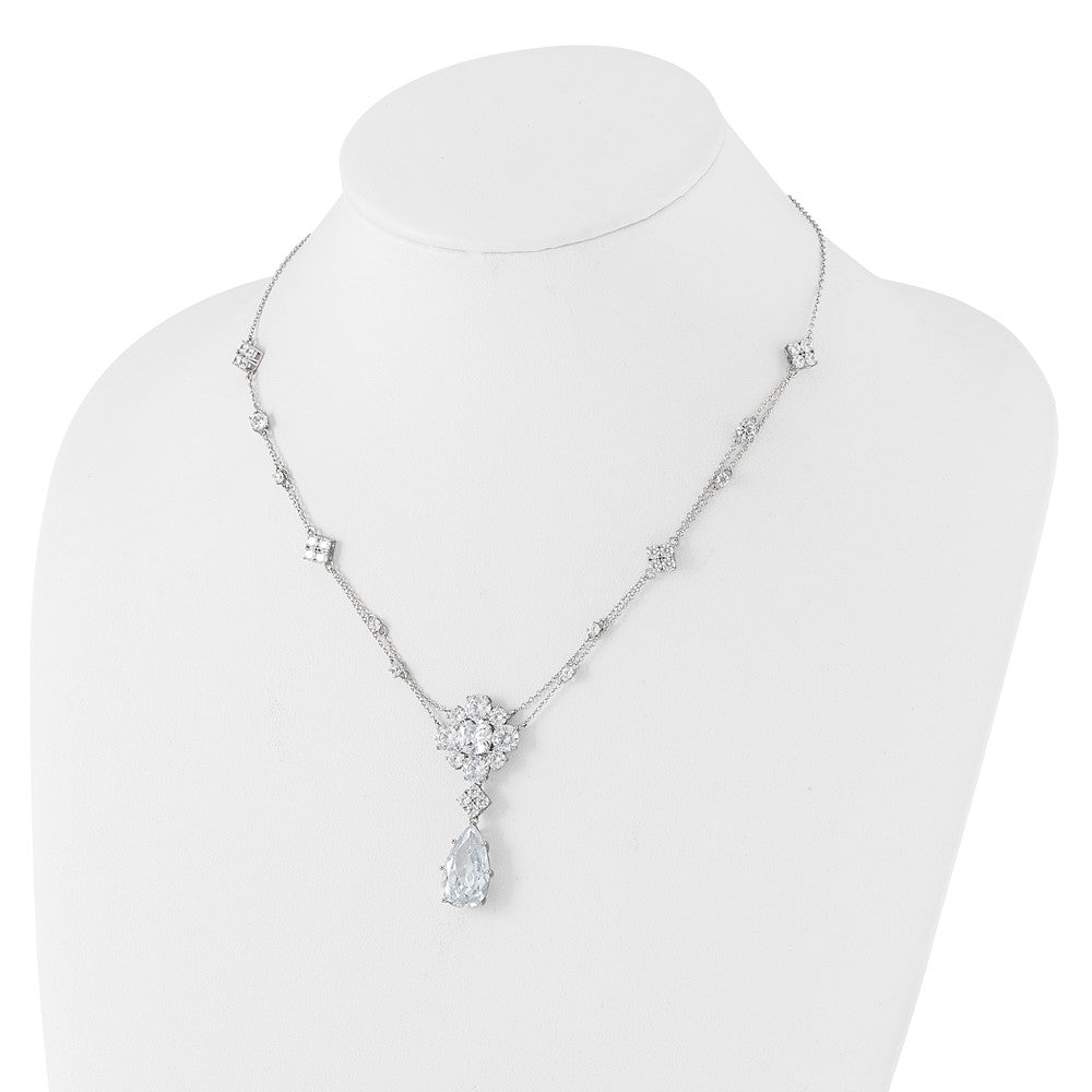 Buy Exclusive Cheryl M Sterling Silver Teardrop Necklace - 18" CZ Value!