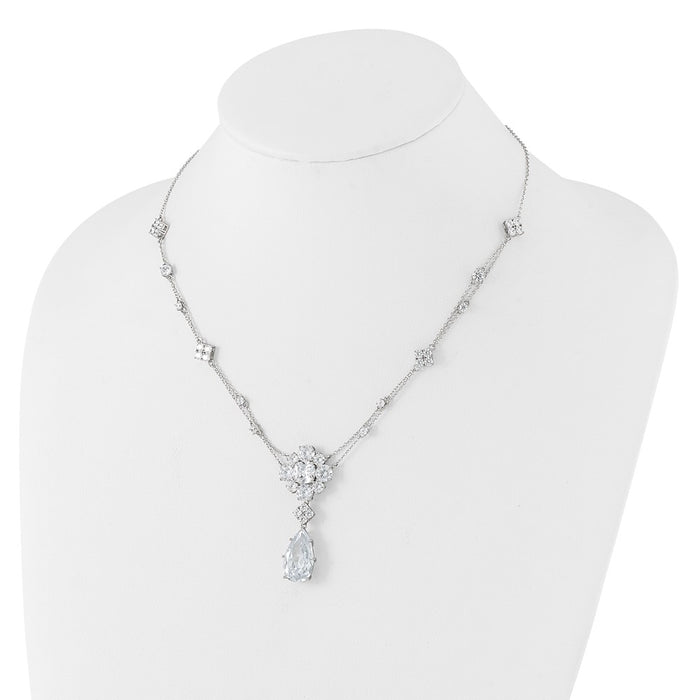 Buy Exclusive Cheryl M Sterling Silver Teardrop Necklace - 18" CZ Value!-3