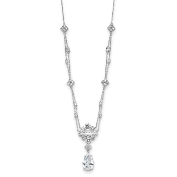 Cheryl M Sterling Silver Teardrop Necklace - 18" CZ