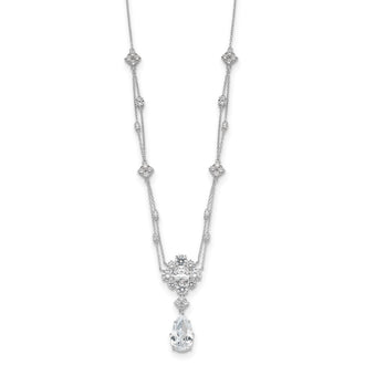 Buy Exclusive Cheryl M Sterling Silver Teardrop Necklace - 18" CZ Value!