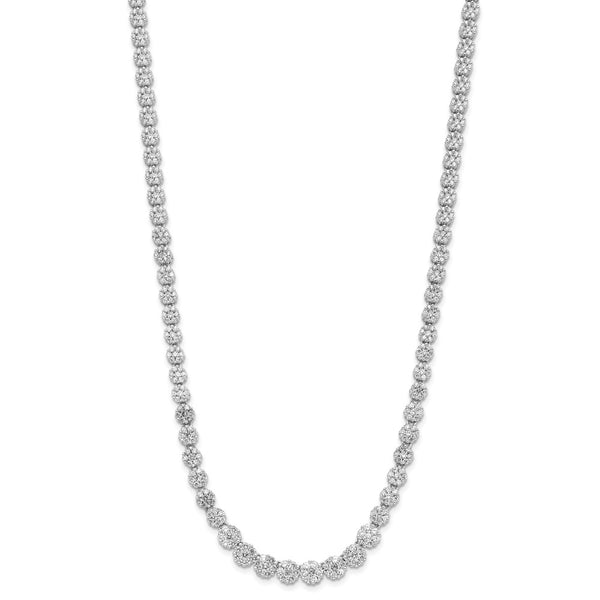 18-Inch Cheryl M Sterling Silver Necklace with CZ Cluster
