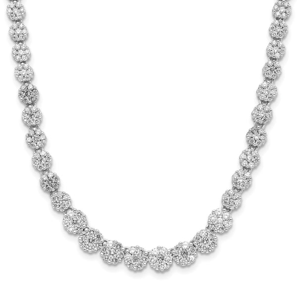 18-Inch Cheryl M Sterling Silver Necklace with CZ Cluster