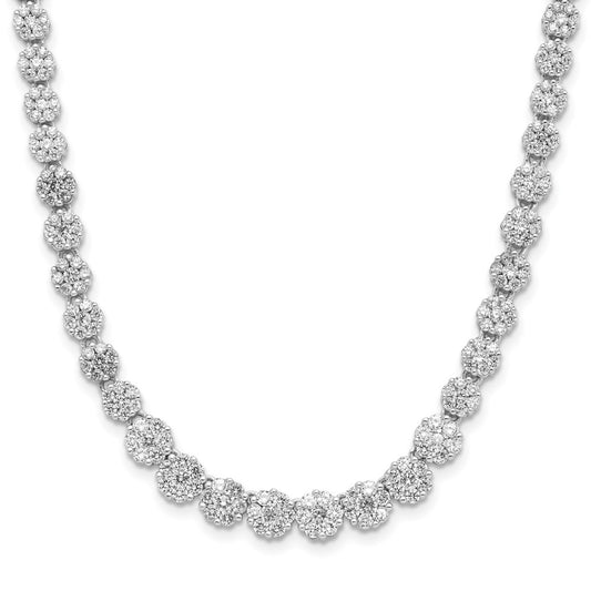 Buy Stylish 18-Inch Cheryl M Sterling Silver Necklace with CZ Cluster - Affordable!
