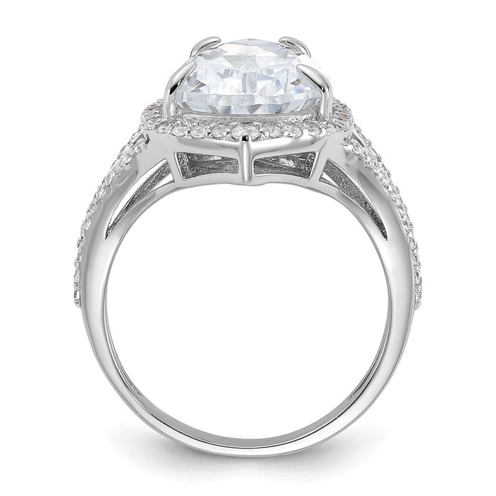 Shop Stylish Cheryl M Sterling Silver Rhodium-Plated Teardrop Ring, CZ Accents-2
