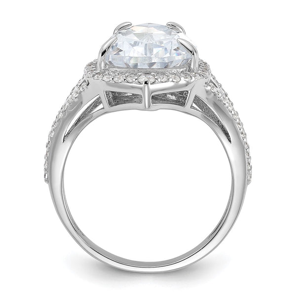 Cheryl M Sterling Silver Teardrop Ring with CZ Accents