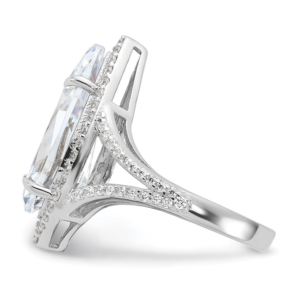 Shop Stylish Cheryl M Sterling Silver Rhodium-Plated Teardrop Ring, CZ Accents