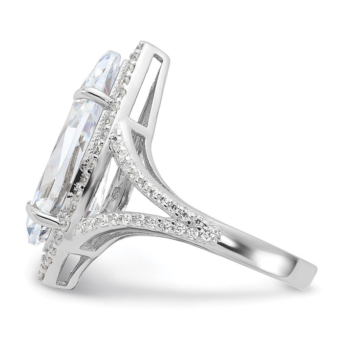 Shop Stylish Cheryl M Sterling Silver Rhodium-Plated Teardrop Ring, CZ Accents-3