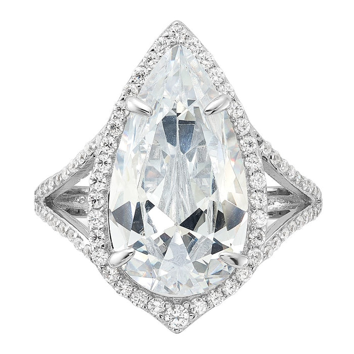 Shop Stylish Cheryl M Sterling Silver Rhodium-Plated Teardrop Ring, CZ Accents-4