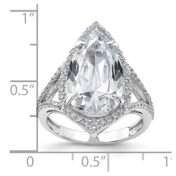 Shop Exclusive Rhodium-Plated Sterling Silver Teardrop Ring, Stylish CZ Design-5