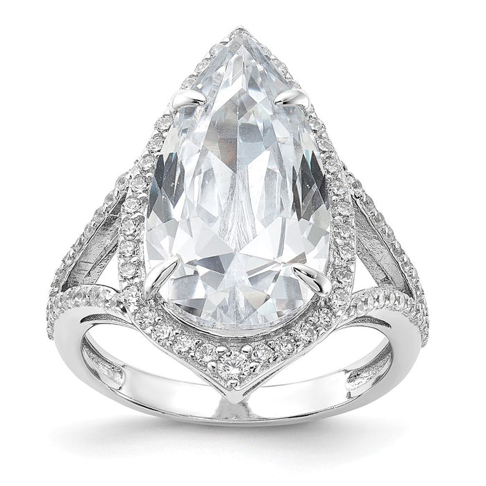 Shop Stylish Cheryl M Sterling Silver Rhodium-Plated Teardrop Ring, CZ Accents-1