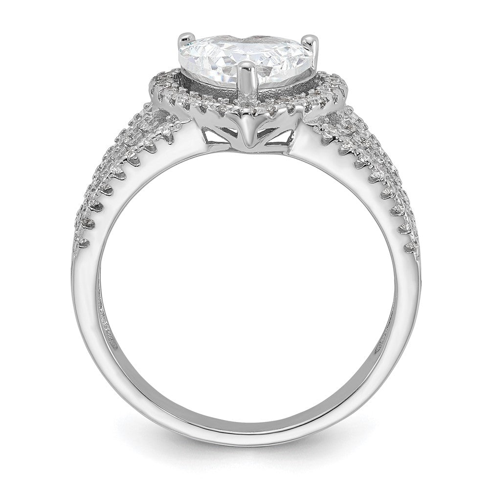 Shop Exclusive Cheryl M Sterling Silver Heart Ring, .85mm Rhodium-Plated, Affordable CZ Halo