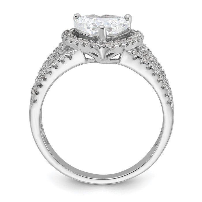 Shop Exclusive Cheryl M Sterling Silver Heart Ring, .85mm Rhodium-Plated, Affordable CZ Halo-2