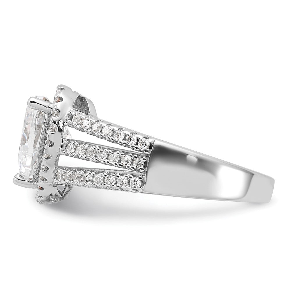 Shop Exclusive Cheryl M Sterling Silver Heart Ring, .85mm Rhodium-Plated, Affordable CZ Halo