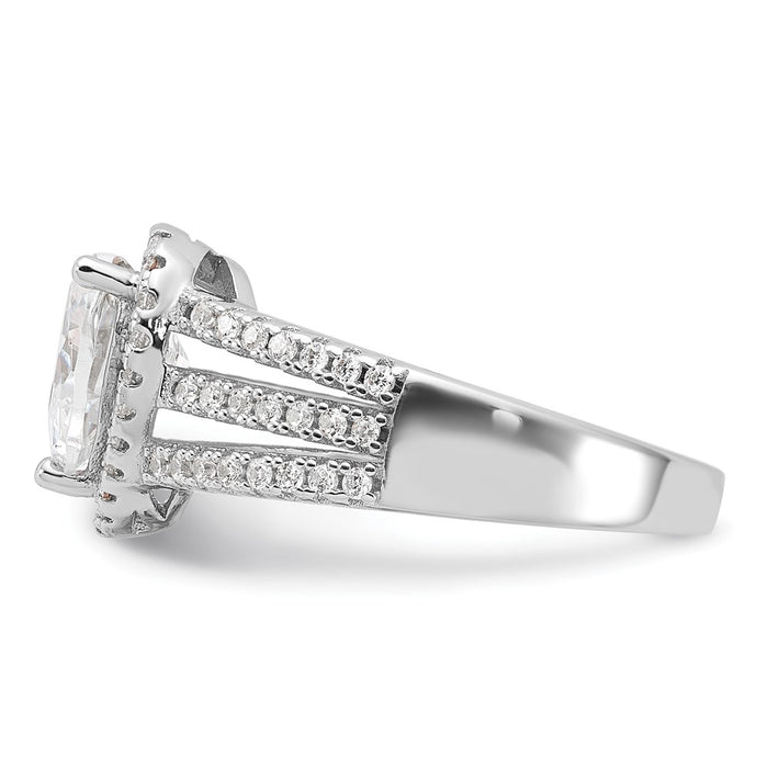 Shop Exclusive Cheryl M Sterling Silver Heart Ring, .85mm Rhodium-Plated, Affordable CZ Halo-3