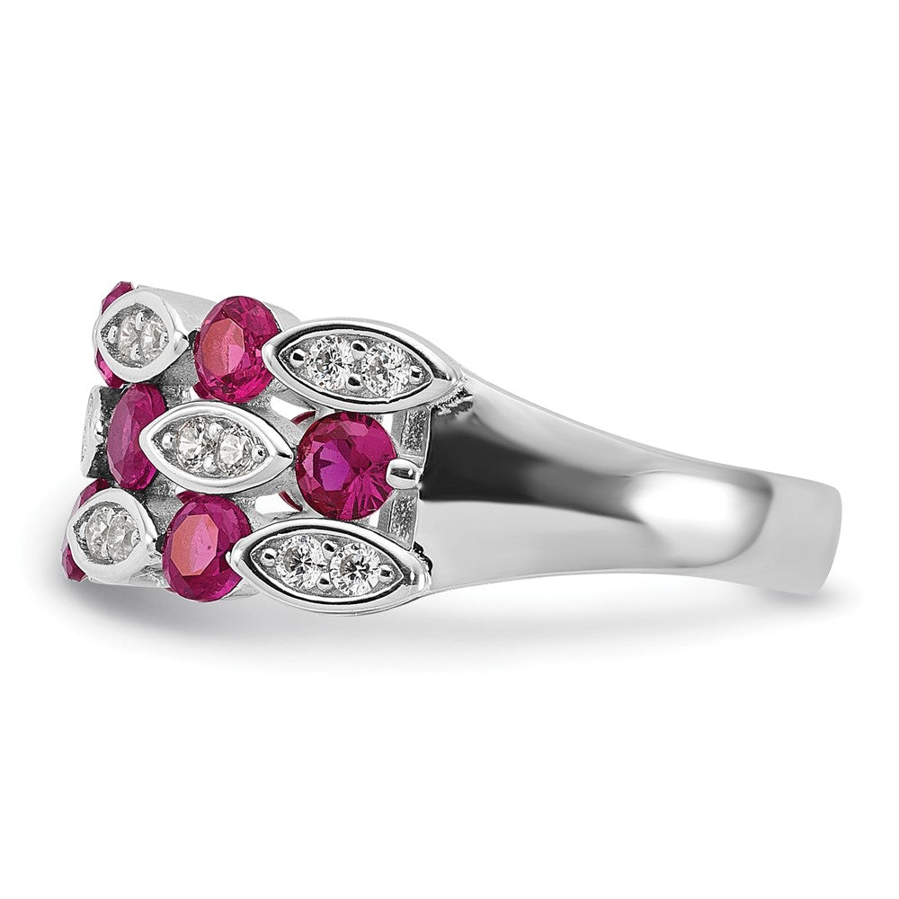 Shop Exclusive Cheryl M Sterling Silver Ruby & White CZ Ring - Stylish Value!