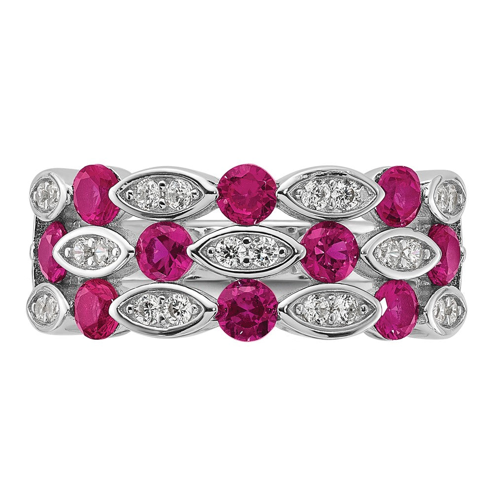 Shop Exclusive Cheryl M Sterling Silver Ruby & White CZ Ring - Stylish Value!