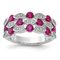 Shop Exclusive Cheryl M Sterling Silver Ruby & White CZ Ring - Stylish Value!-1