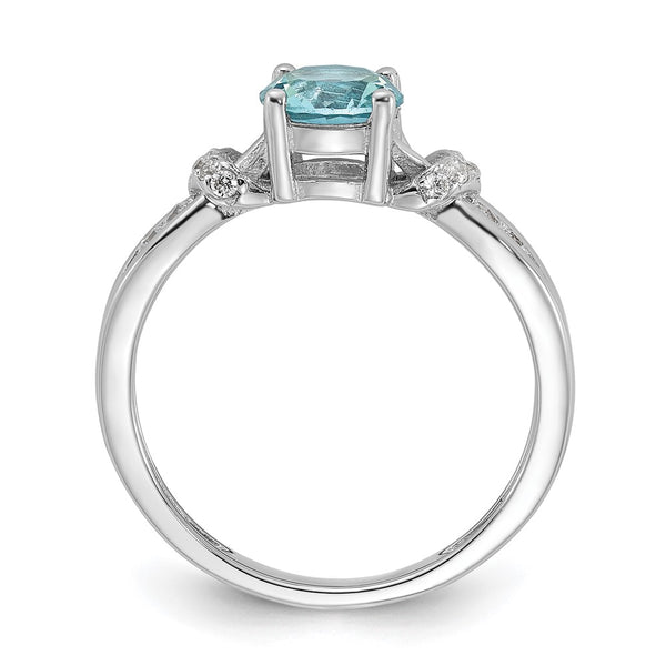 Cheryl M Sterling Silver Ring, 8mm Blue Glass CZ Accents
